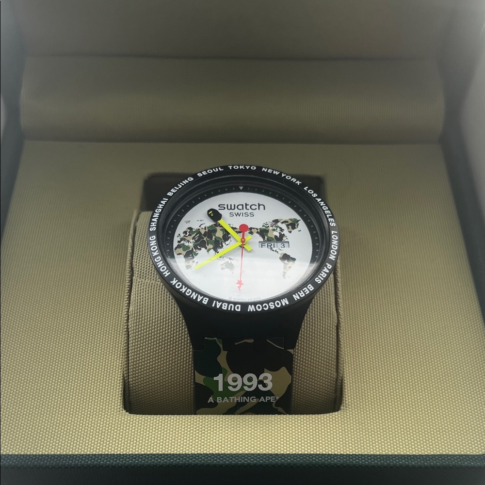 Bape Black and Green World Map Watch
